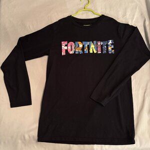 Fortnite Long Sleeve Teen Black Shirt 1X - Different Characters Fill Letters